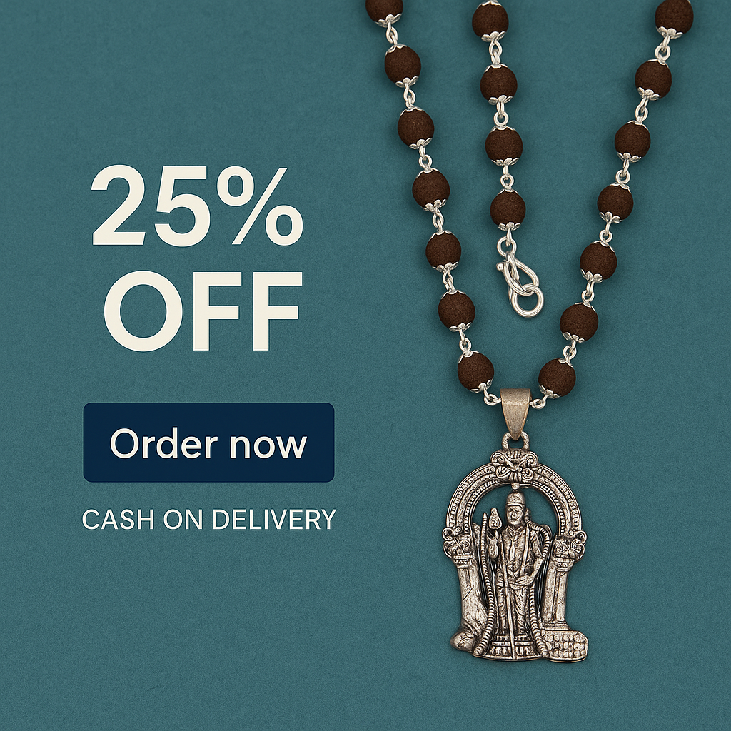 Certified Lord Murugan Karungali Malai with Silver Caps - The Spiritual Mala
