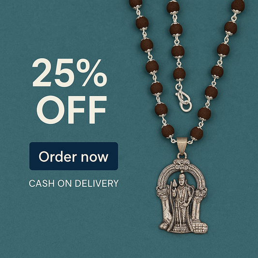 Certified Lord Murugan Karungali Malai with Silver Caps - The Spiritual Mala