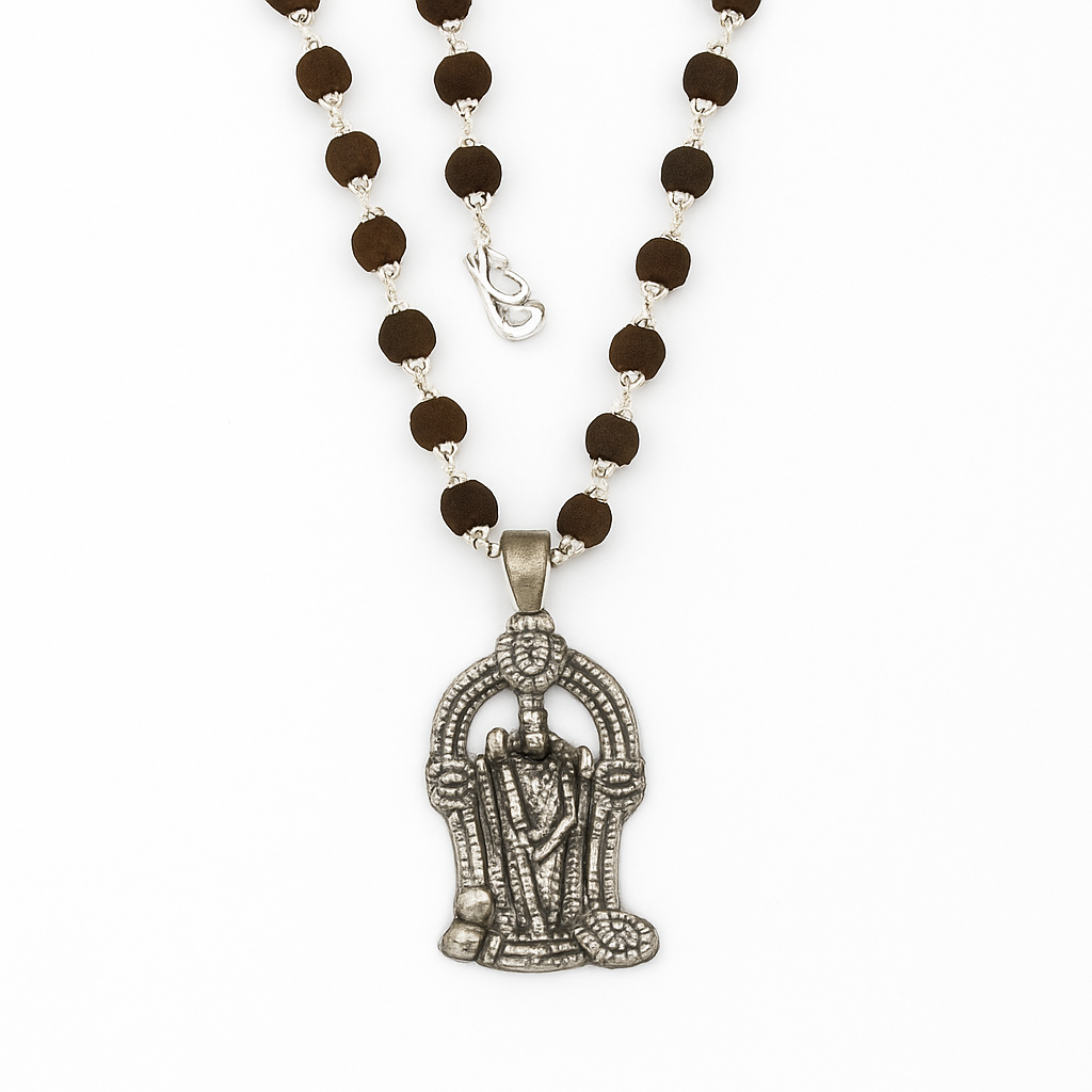 Certified Lord Murugan Karungali Malai with Silver Caps - The Spiritual Mala