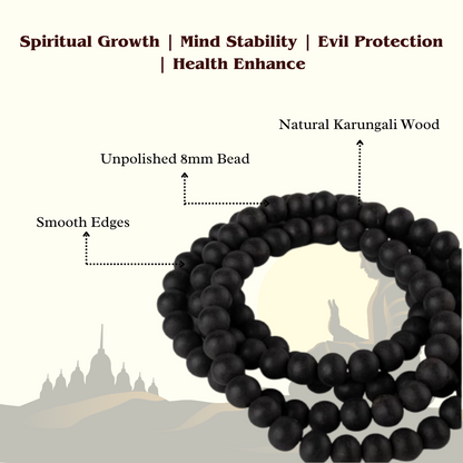 Original Karungali Malai – Natural Black Ebony Wood Spiritual Mala